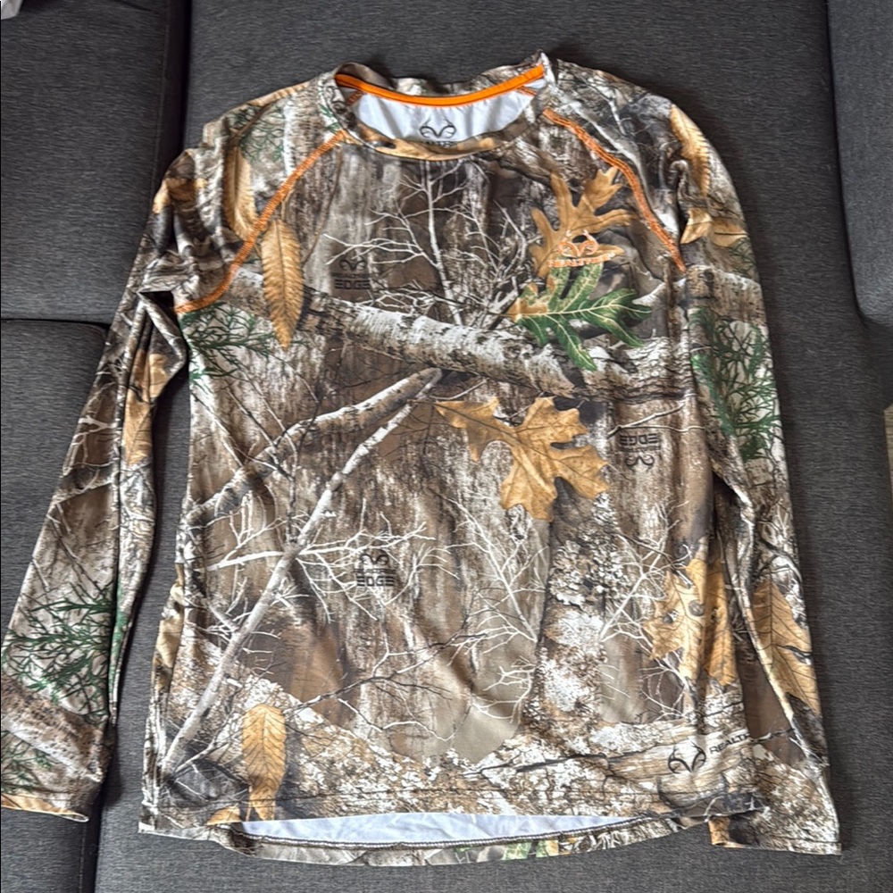Realtree Camouflage Shirt with Orange Trim